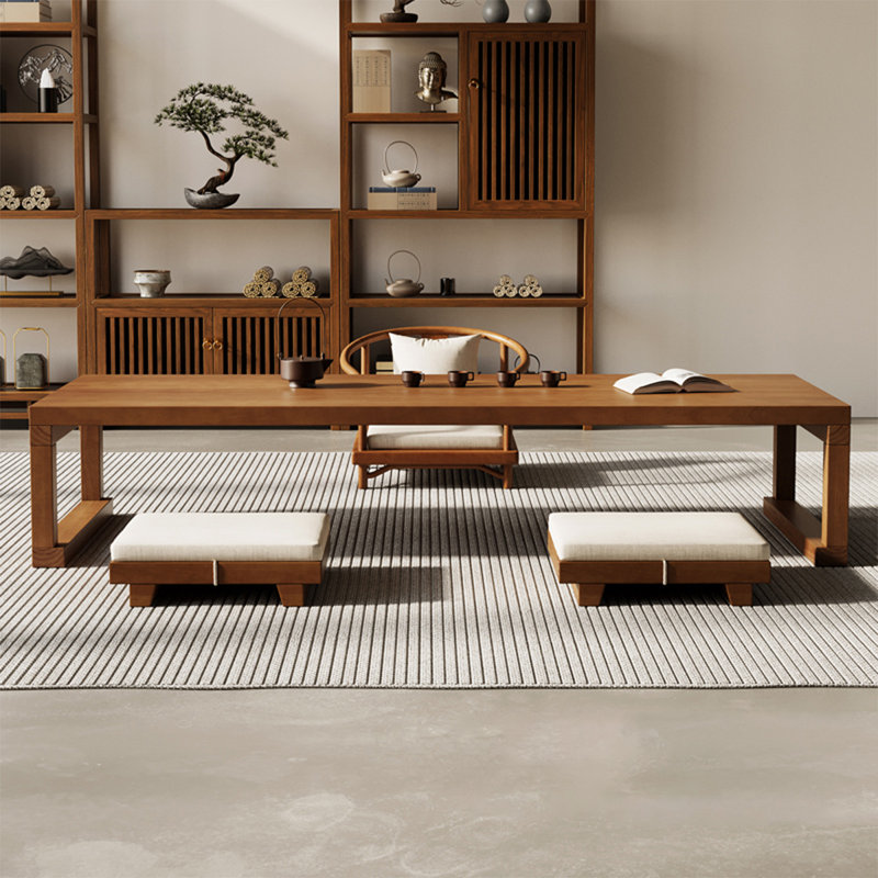 55.12" Brown Solid Wood Rectangular Coffee Table, 13.78" H x 70.87" L x 23.62" W