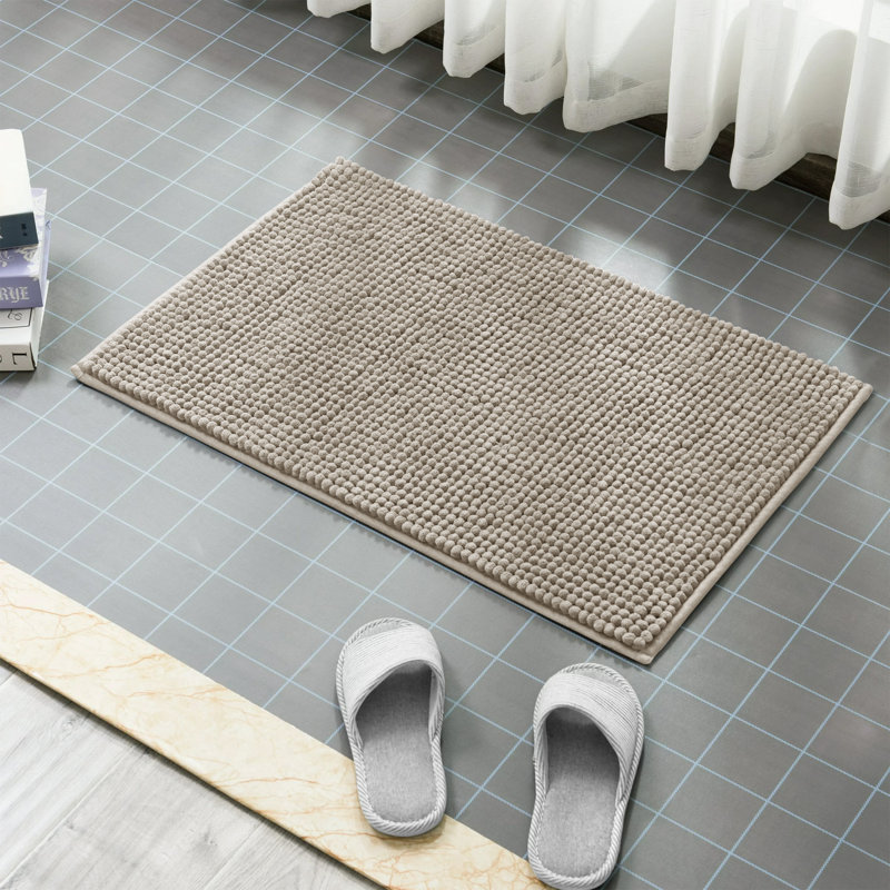 Nelu Ultra Absorbent Non-Slip Chenille Door Mat – Soft Microfiber Mat for Bathroom, Kitchen & Entryway, 40cm W x 60cm L
