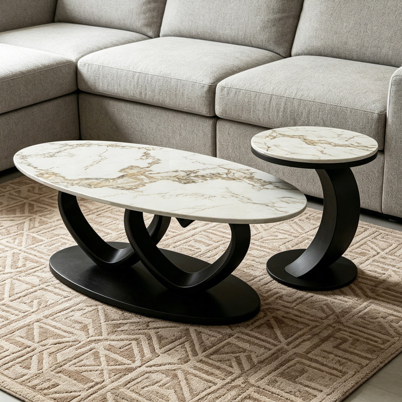 Table basse de salon Modern, Taupe, 16.53" H x 51.18" W x 27.55" D, Black