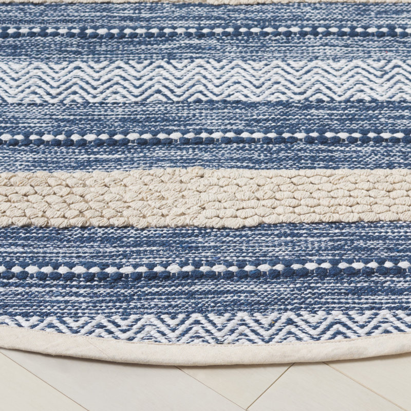 Tapis bleu marine / ivoire Lynndyl 976, Rond 6 pi