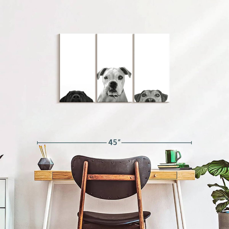 «Curious Dogs», reproduction sur toile, H 20 po x l 33 po x P 1,25 po