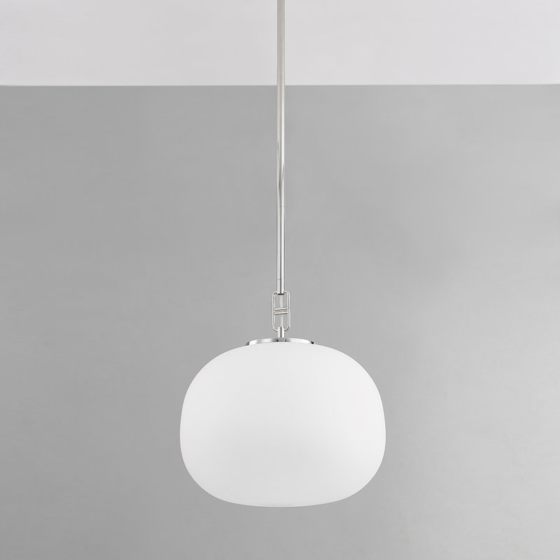 Polished Nickel Glass LED Indoor/Outdoor Pendant Light