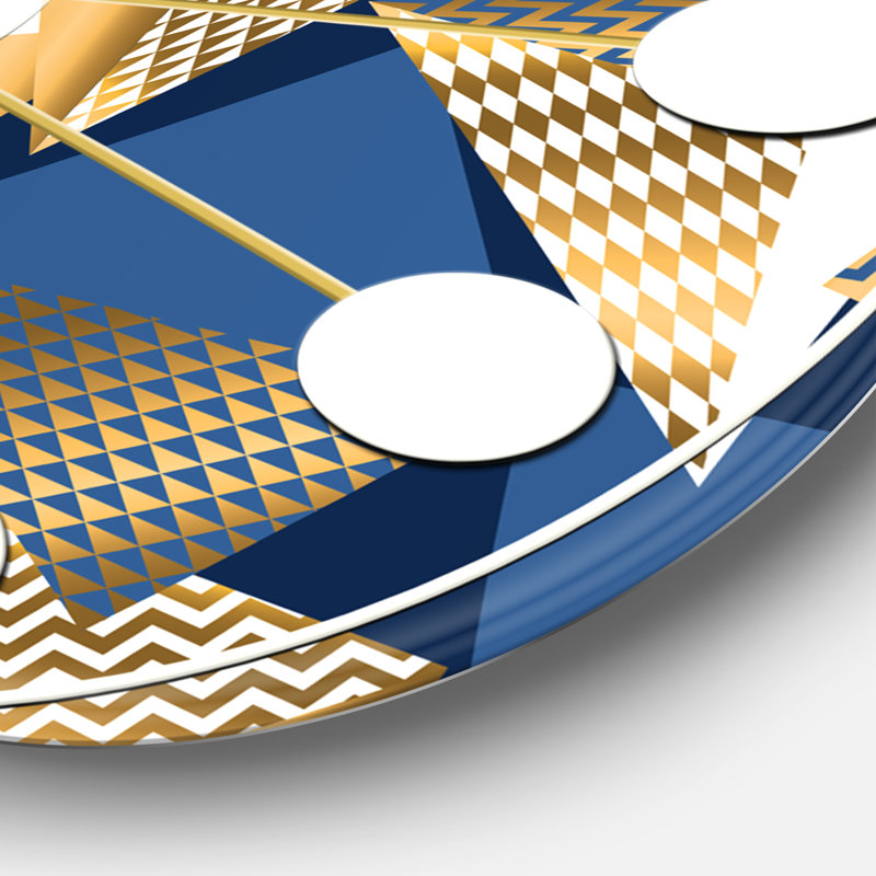 Or et cubes bleus - horloge murale moderne Mid-Century, Moyenne
