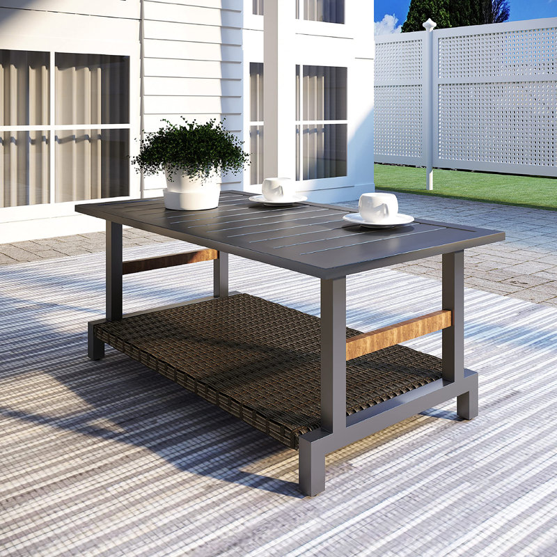 Bertolde Rectangular Metal Outdoor Coffee Table , 22'' in. W 42'' in. D