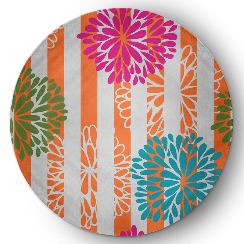 Chenille Floral Indoor Rug, Round 5'