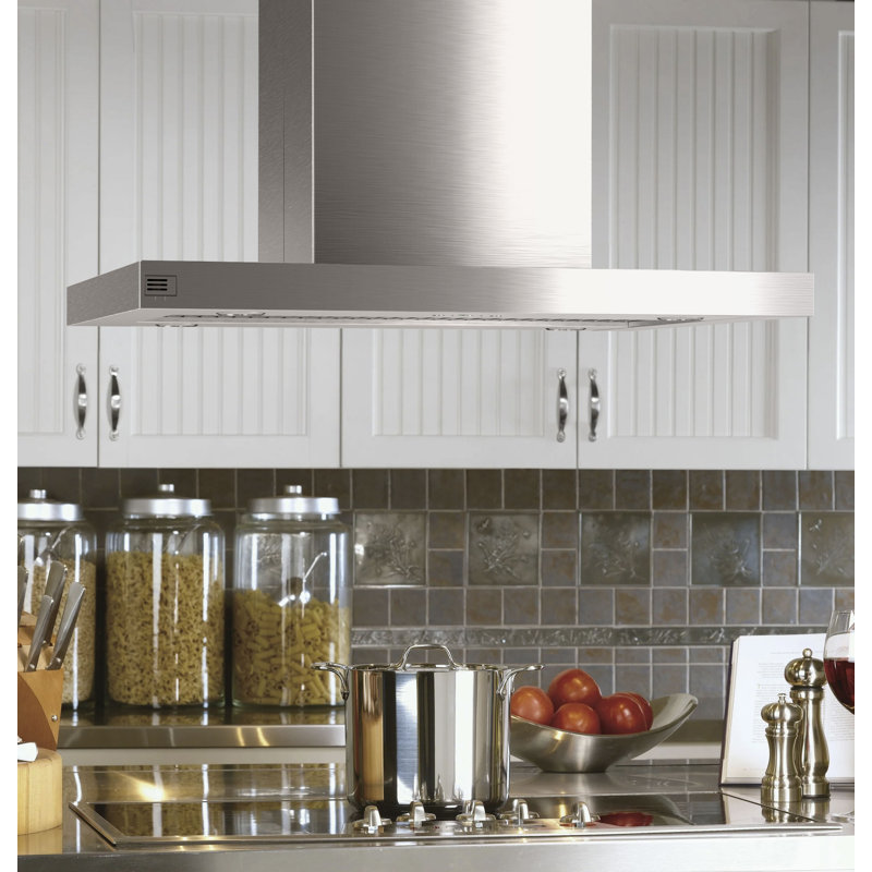 36 Designer Island-Mount Chimney Vent Hood With Clean Air Sensors