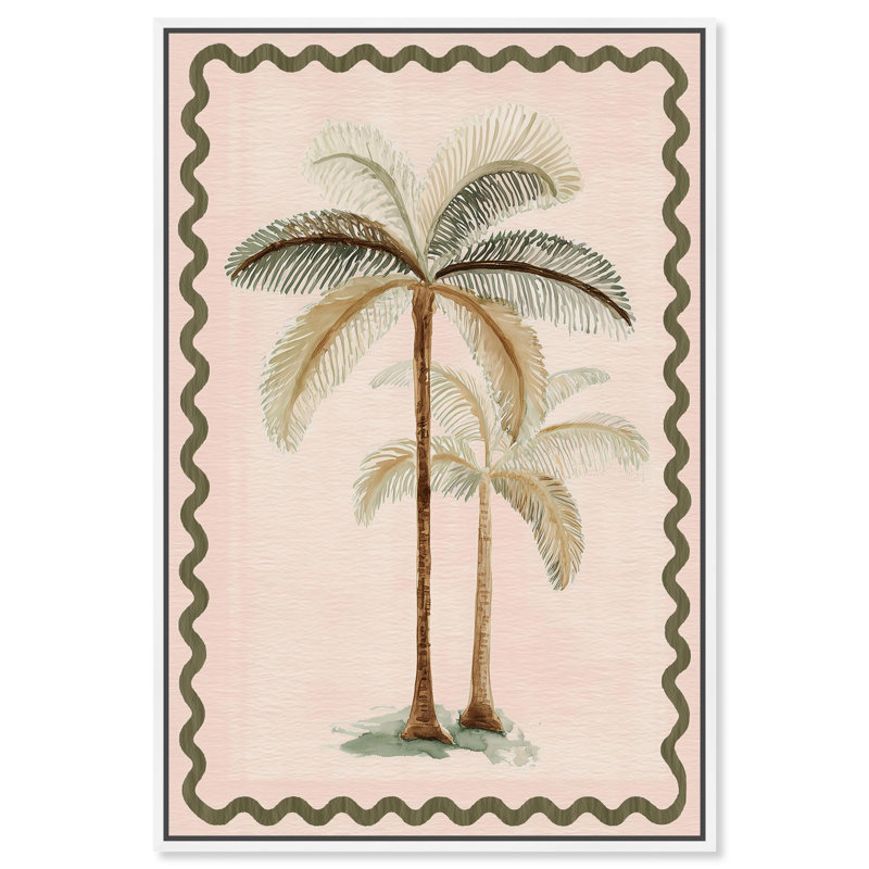 «Watercolor Palms I», impression sur toile, art côtier bohème, Cadre blanc, H 46 po x l 31 po