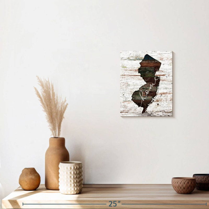 New Jersey Home Map sur impression sur toile, H 10 po x l 8 po x P 1 po