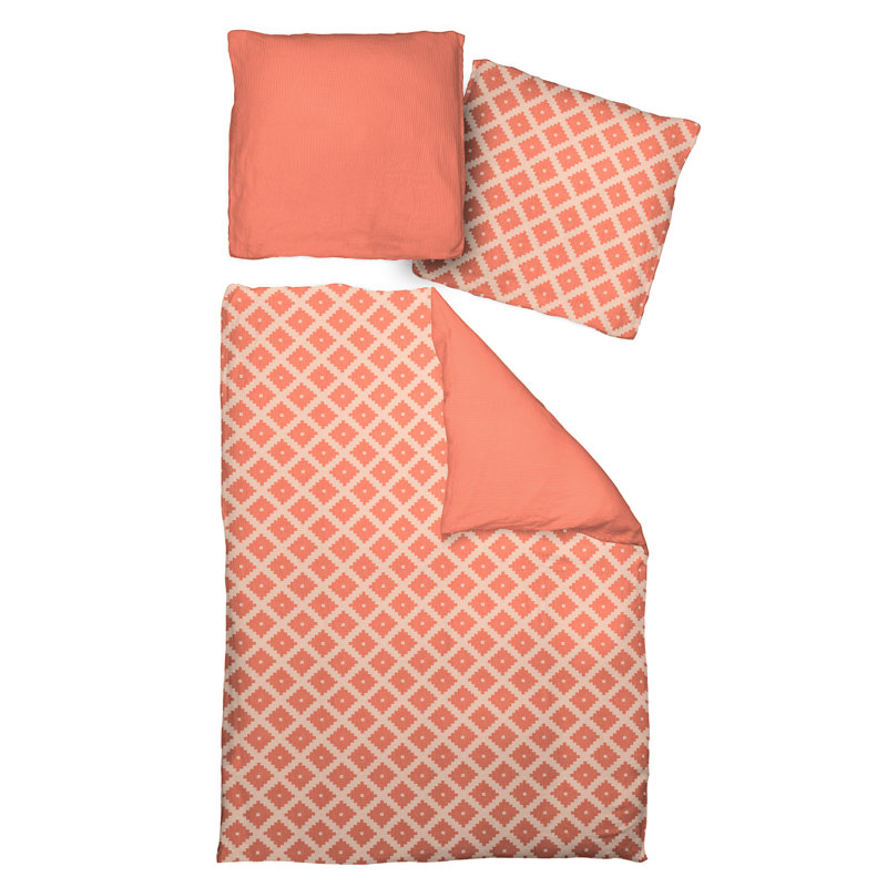Esteban Cotton Geometric Shapes Duvet Cover Set with Pillowcases, Orange, 135 x 220 cm - 1 Pillowcase (80 x 80 cm)