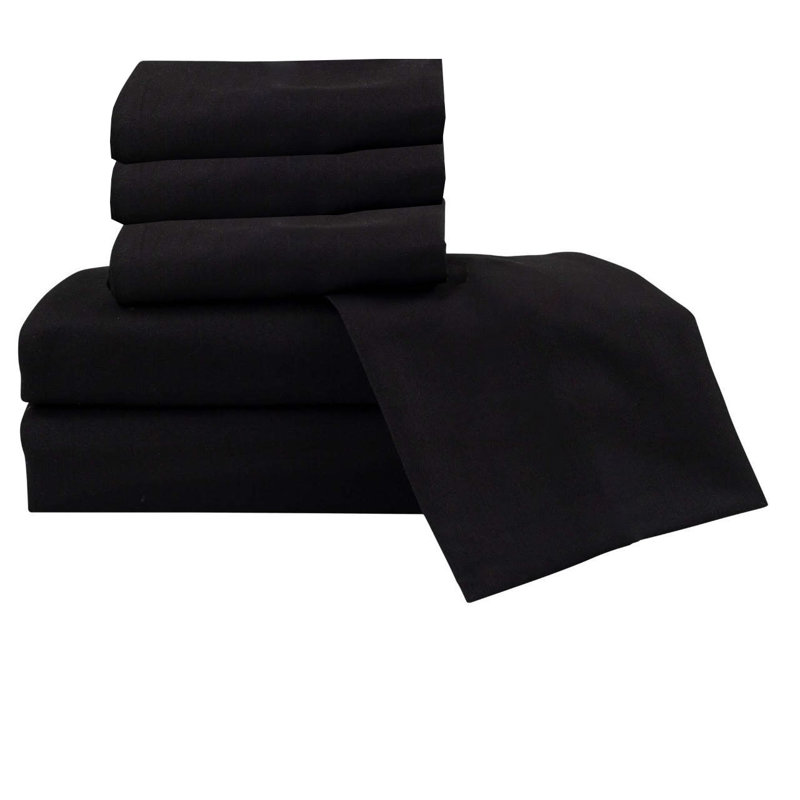 Jaree 6-Piece Rayon Hotel Sheet Set, Full/Double, Black