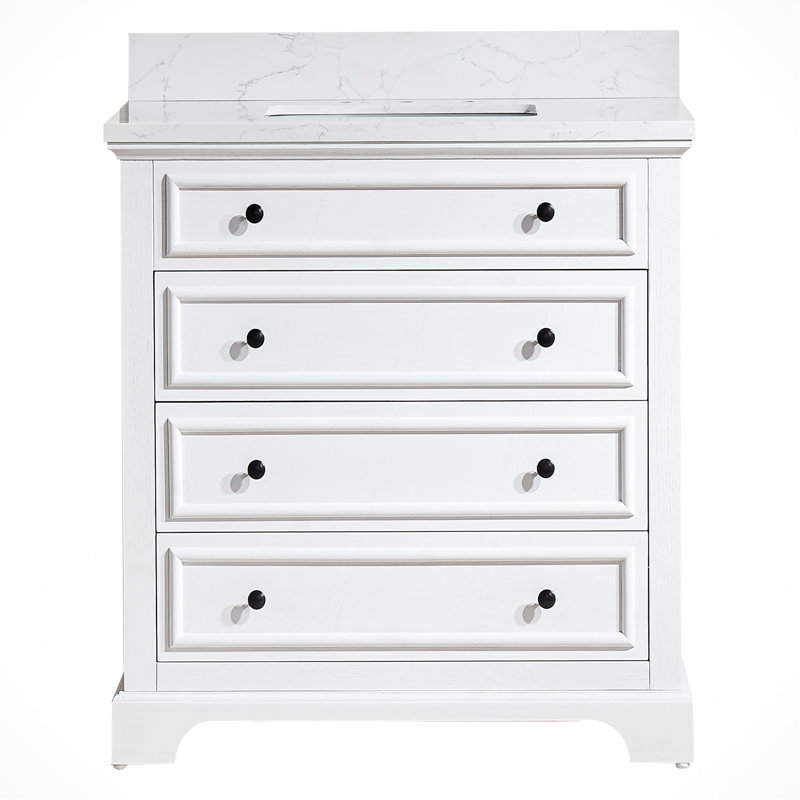 Meuble-lavabo simple autoportant de 36 po avec plateau en marbre entièrement assemblé