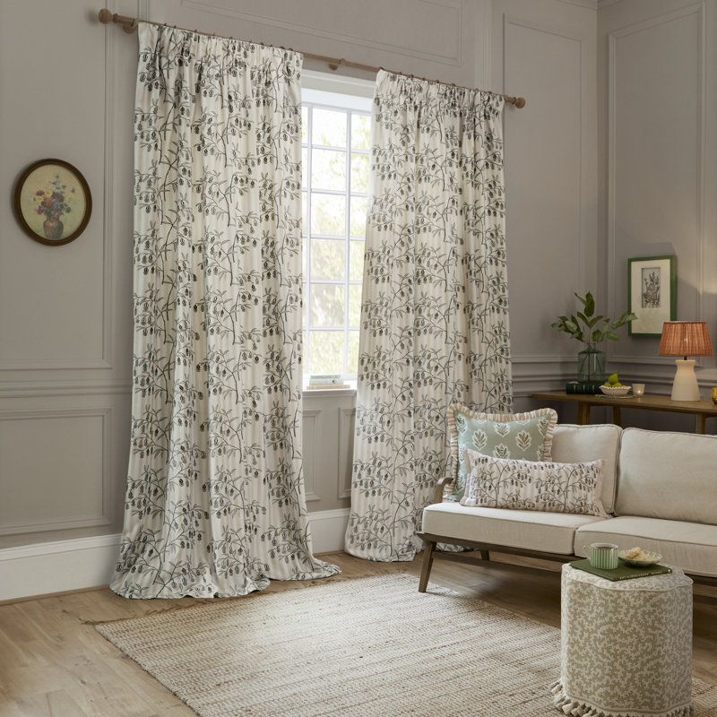 Chinese Lanterns Room Darkening Curtain Panel Pair, 89.76cm Width x 137cm Drop, Beige
