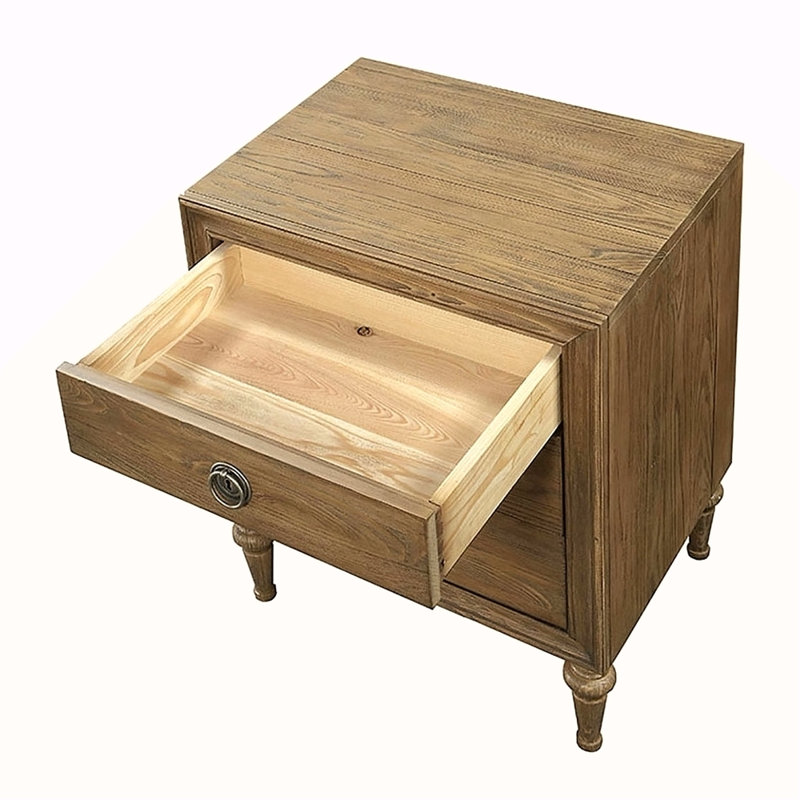 Table de chevet à 3 tiroirs en chêne récupéré