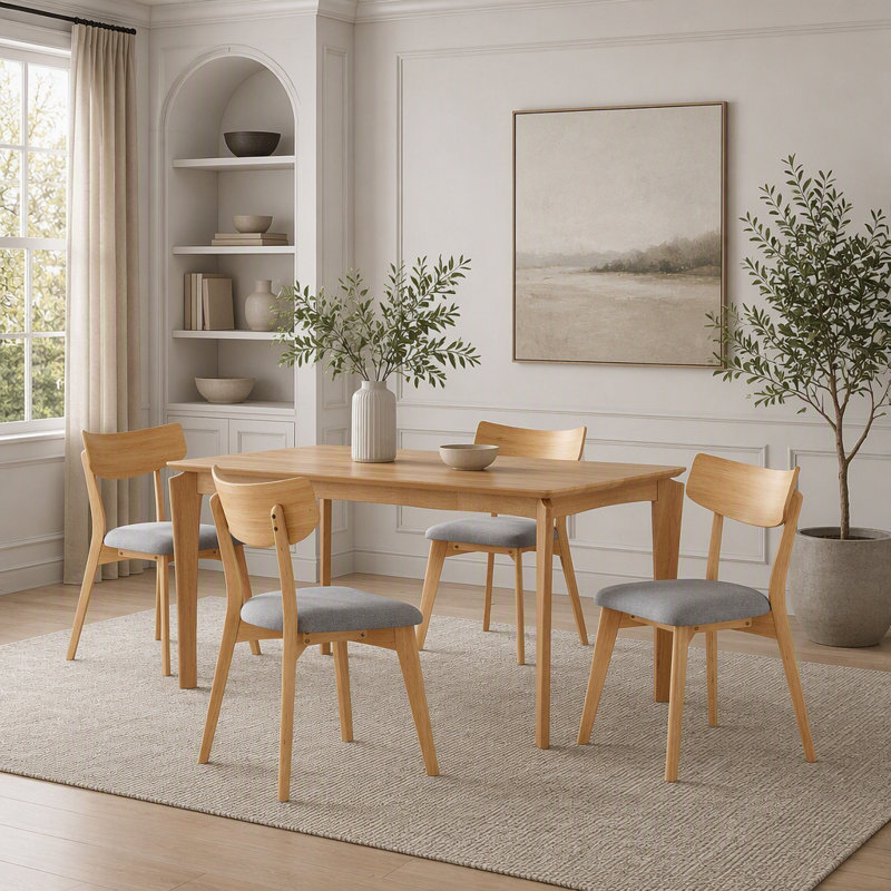 Ensemble de 4 chaises de salle à manger rembourrées de style Mid-Century, confortables et durables avec pieds en polyester et en bois massif