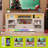 60"W Farmhouse LED TV Console with Tempered Glass Door Cabinet & 4 Open Storage Compartment, Drawer Storage,Integrated Power Hub Cable Managament