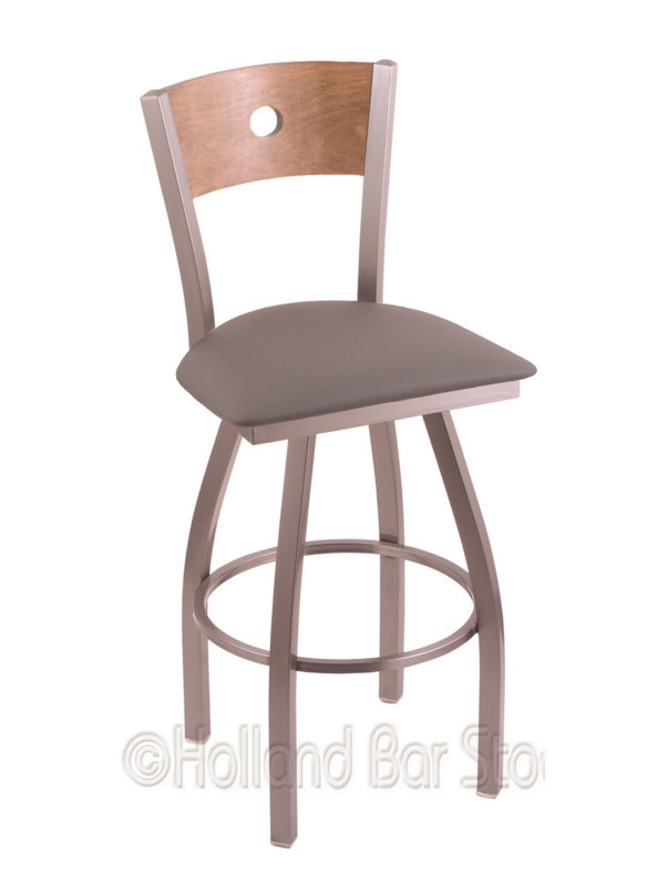 Tabouret pivotant Voltaire, Chêne naturel, Siège perroquet Graph / dossier moyen en érable, Bronze