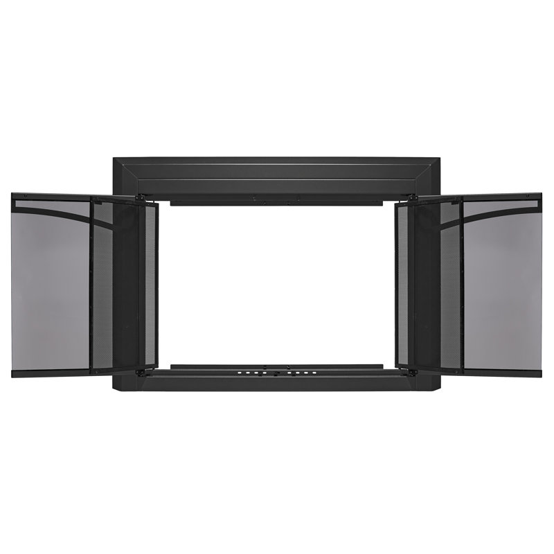 Porte de foyer en acier de style armoire, H 33,03 po x l 37,52 po x P 1,81 po, Noir