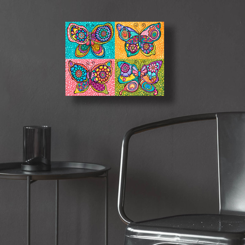 «Four Butterflies» par Hello Angel, H 12 po x l 16 po x P 0,13 po