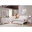 Commode de style rustique pour chambre à coucher, quatre tiroirs, mobilier blanc beige et gris