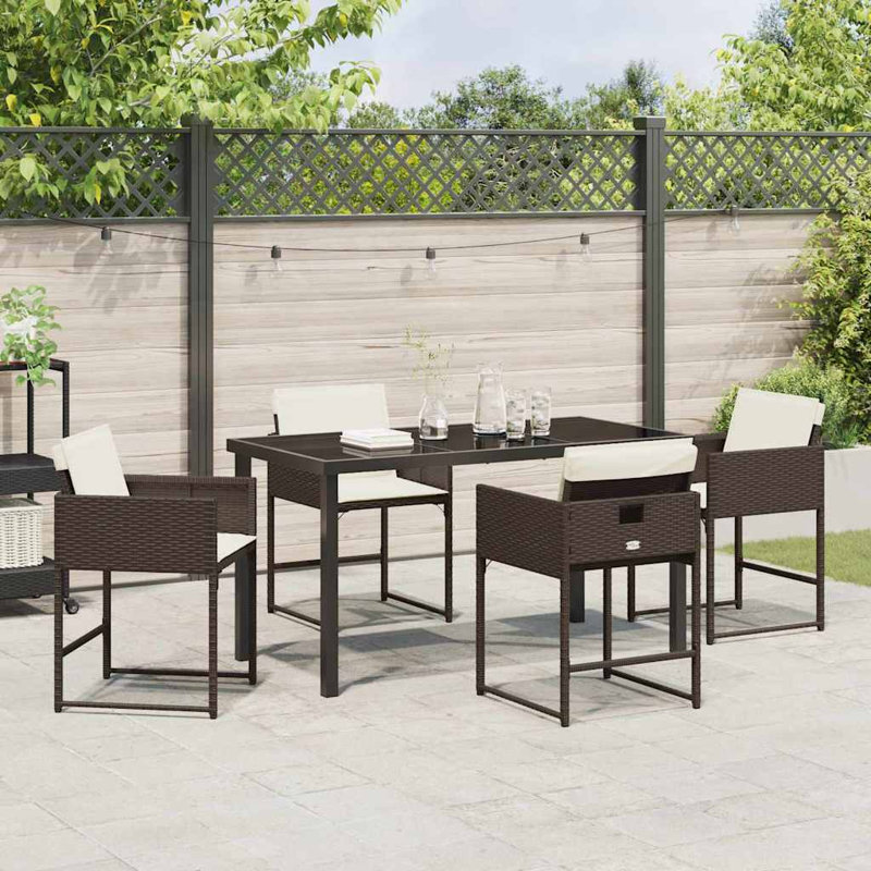 Garden Dining Set 5 Pcs Poly Rattan, Beige, Brown