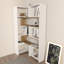 Bibliothèque moderne, blanc et noyer, 64,4 x 59,1 x 8,7 pouces | 100% panneau de particules enduit de mélamine, épaisseur: 0,7 pouce | Solution de rangement élégante pour la maison et le bureau, design durable et élégant-100765582