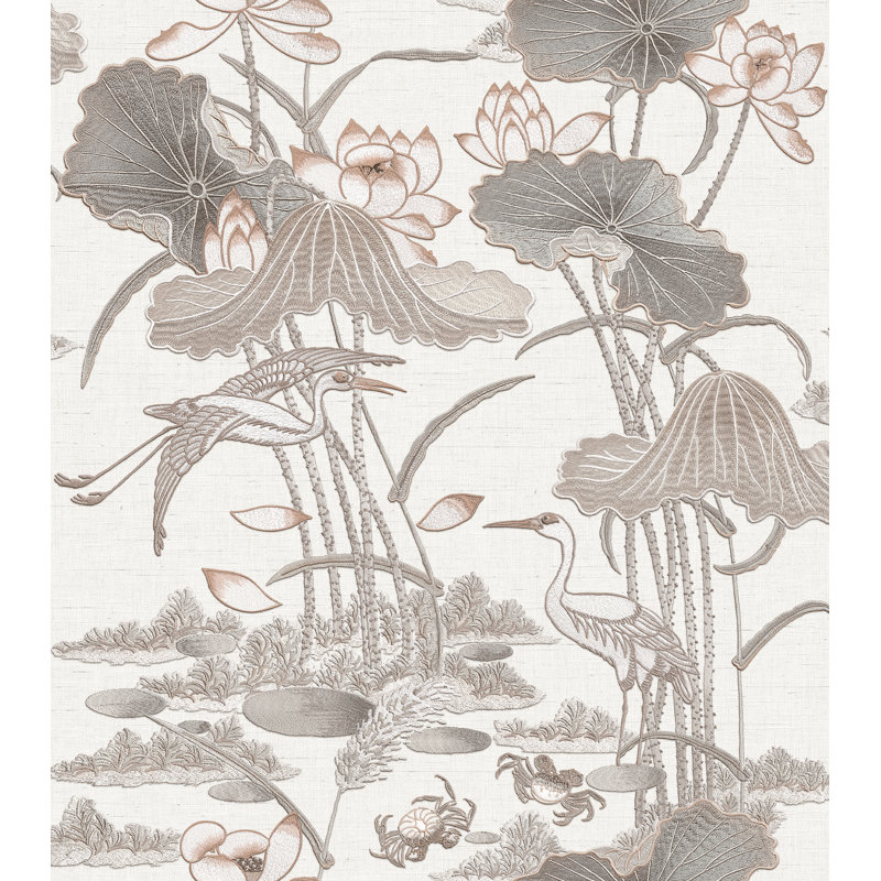 Échantillon de papier peint Lotus Pond, Beige
