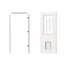 Porte d'entrée extérieure en bois massif blanc calme avec porte transparente pour chien en verre transparent 9-Lite et cadre magnétique ajustable, options gauche / droite-122532593-122260914