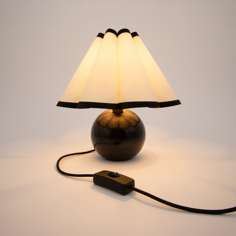 Blair 10" LED Classic Art Deco Black Small Table Lamp With Marble Round Base