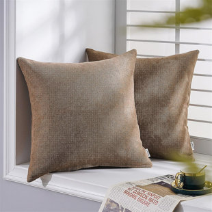 Soft Chenille Throw Pillow Covers with Stitched Edge (Set of 2) Gracie Oaks Color: Orange, Size: 26 x 26