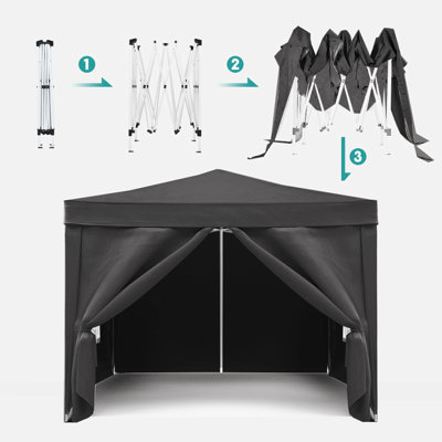 10 'x 10' auvent pliable avec 4 parois latérales amovibles abri pour événement extérieur Upf 50 + tentes portatives pour les fêtes Plage camping mariage Ez Pop Up auvent 4 pièces sac de poids + sac de transport
