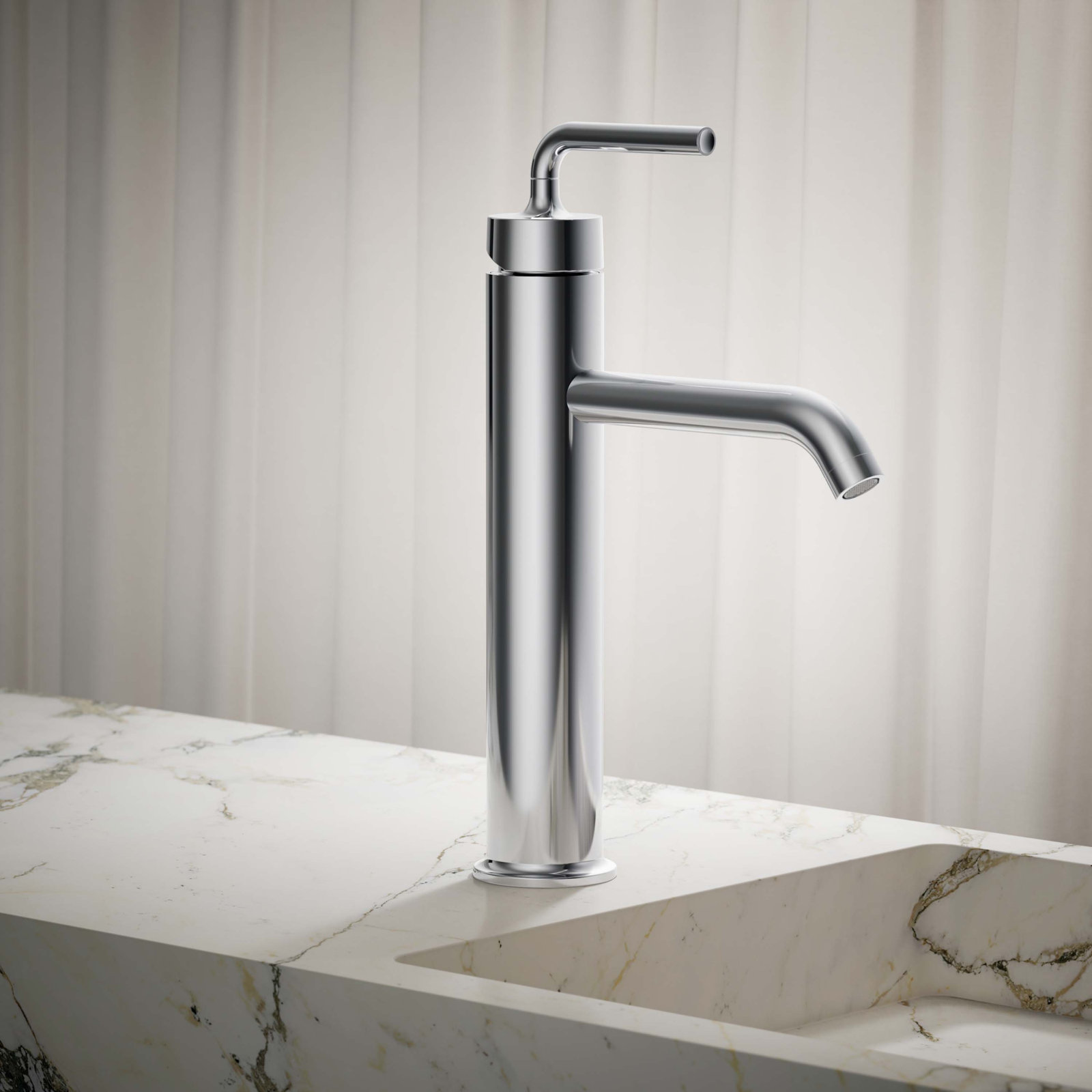 Purist Vessel Bathroom Faucet with Drain, Polished Chrome