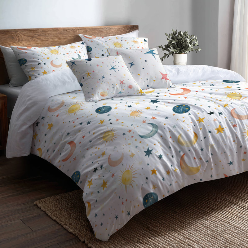 Ensemble de literie pour enfants céleste de 5 pièces, Lit simple