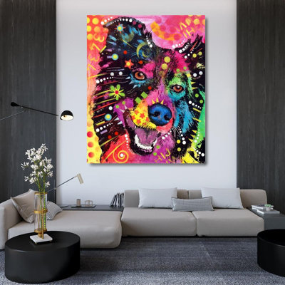 Art tendu sur toile tendue avec la collection Dean Russo, titre: Border collie 121109