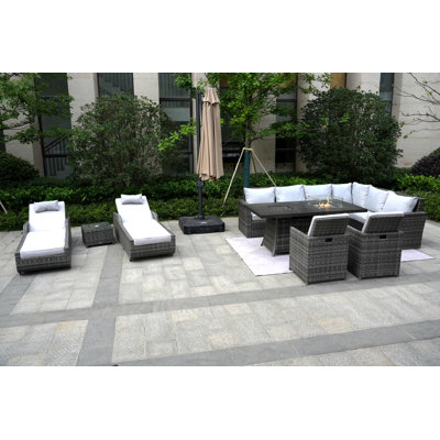 Aliaksey 10 - Person Patio Conversation Set with Cushions