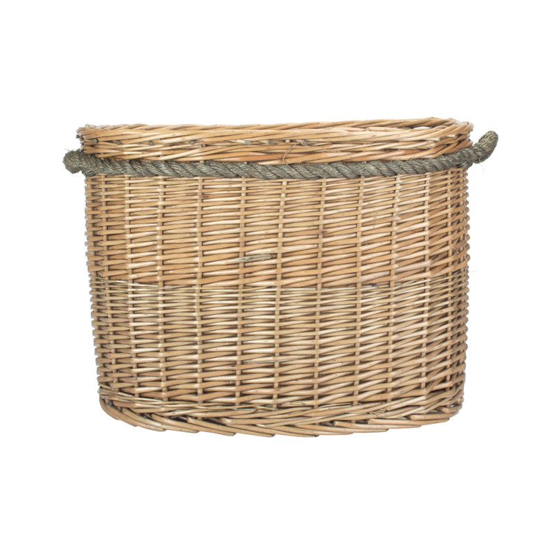 Claridge Wicker Rope Handled Lined Log Basket, 36cm H x 30cm W x 48cm D