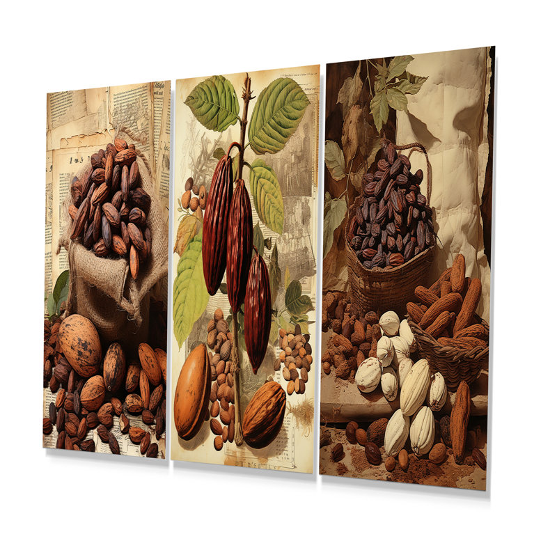 Velours Cacao Vintage - ensemble d'art mural en métal Cacao de 3, H 32 po x l 48 po