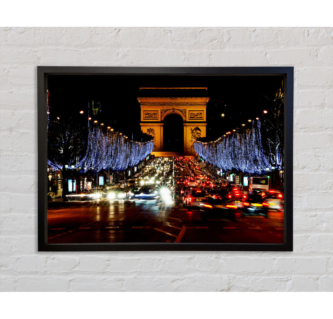 Paris Arc De Triomphe Night Lights - Einzelner Bilderrahmen Kunstdrucke auf Leinwand