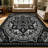 1PC Vintage Bohemian Black & White Medallion Floral Paisley area rugs for Living Room, Soft and Comfortable, Suitable for all seasons, easy-to-maintain, machine washable Indoor floor mat, Under Table Farmhouse suitable for dining area, bedroom,-794291713