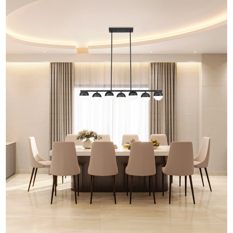 Trombetta 7 Light Linear Chandelier, Matte Black