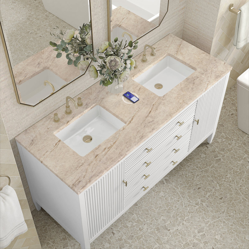 Myrrin 60'' W Double Vanity, Bright White, Tajnar Eclos