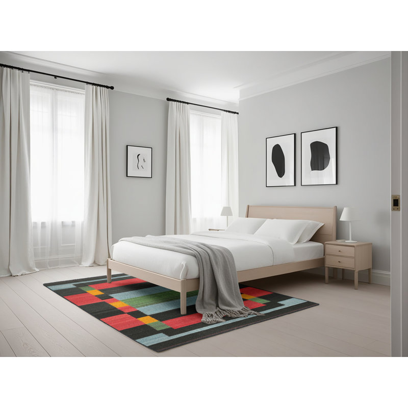 Surface beige contemporaine tapis, Rectangle 5 pi x 7 pi