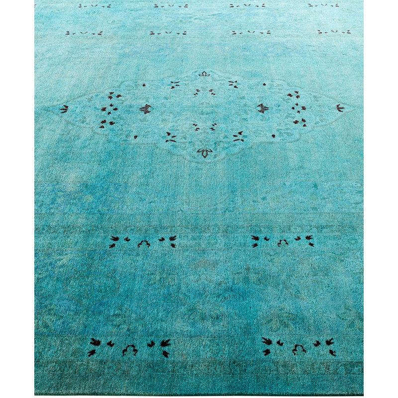 Tapis unique bleu / turquoise / prune de 6 pi 3 po x 9 pi 4 po Overyed