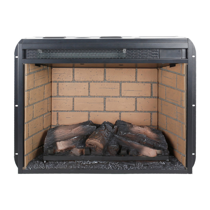 Foyer encastré à quartz 23 po - Version bûche de bois avec aspect brique. Puissance de chaleur de 1 500 W. 5000 / heure. Effet de flamme réaliste. 4 options de luminosité réglables. / Ul. Double précaution. Énergie