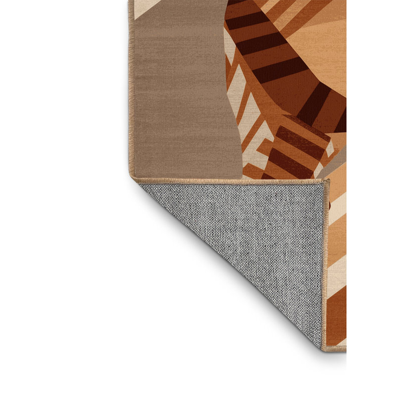 Tapis géométrique brun lavable à la machine Ozgur Numbat - reliure brun clair, 4 x 6