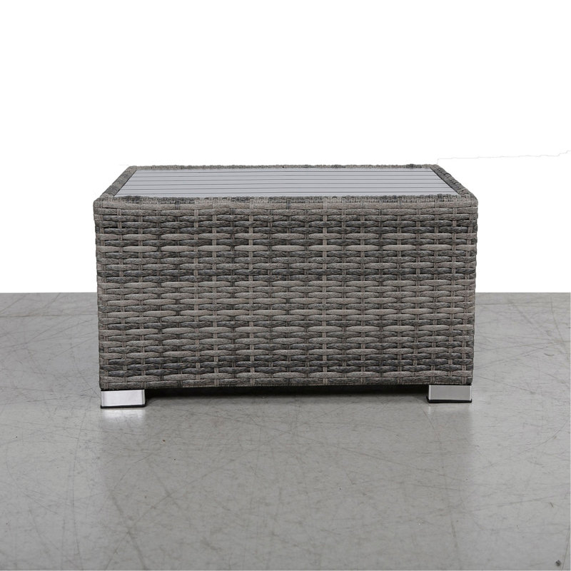 Table d'appoint à lattes avec plateau en aluminium - entièrement assemblée