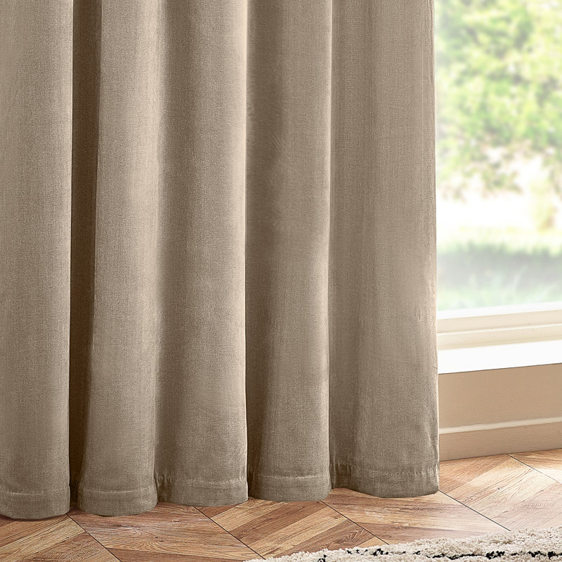 Heavy Chenille Room Darkening Eyelet Curtains, 168cm Width x 137cm Drop, Natural