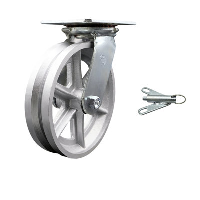 8 Inch Heavy Duty V Groove Semi Steel Caster with Ball Bearing and Swivel Lock