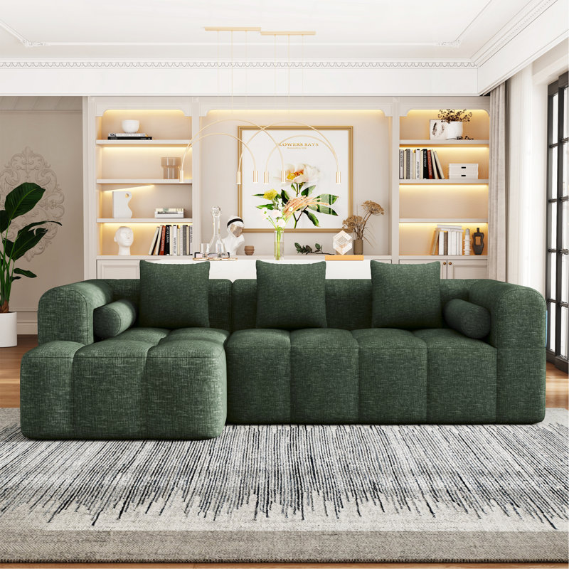 Canapé modulaire 101,2 "à compression complète, canapé modulaire, canapé à combinaison libre avec assise profonde et deux poches latérales pour le salon, vert