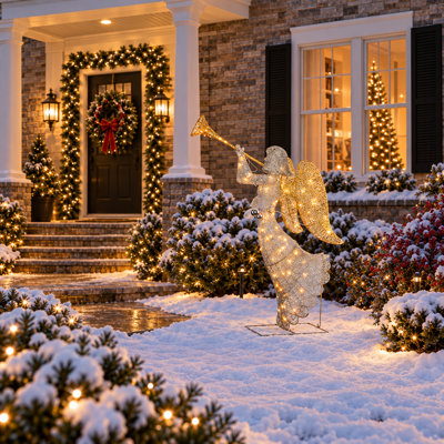 48 in. Silver Angel Decoration with LED Lights