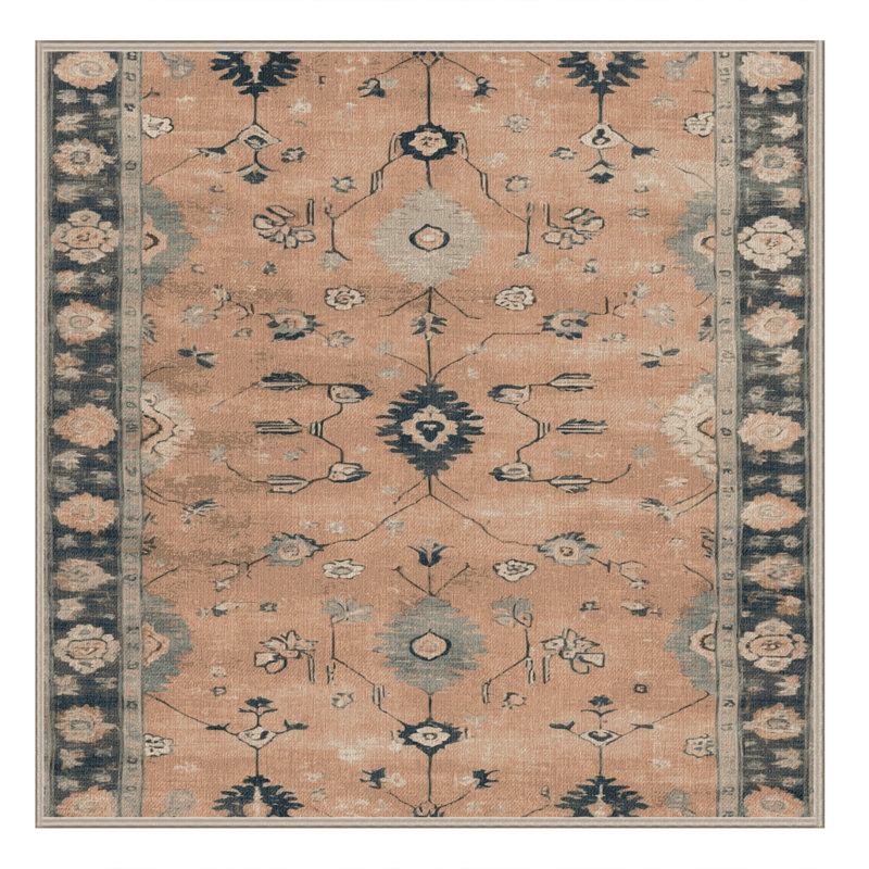 Machine Washable Overdyed Brown Area Rug, Square 5'